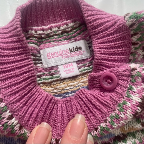 Genuine Kids From Oshkosh Pink Sweater Dress Knit Size 18m - Picture 2 of 3